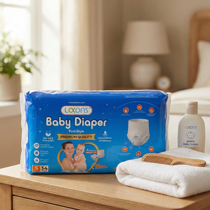 Lakons Premium Baby Diapers - Pant Style | 12-Hour Absorption & Leak Protection | Extra Soft for Sensitive Skin