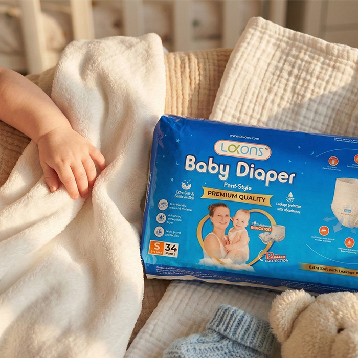 Lakons Premium Baby Diapers - Pant Style | 12-Hour Absorption & Leak Protection | Extra Soft for Sensitive Skin