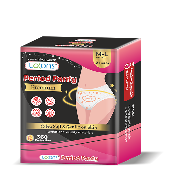 Lakons Premium Period Panty | 360° Leak Protection & Odor Lock | Disposable Menstrual Underwear for Heavy Flow & Overnight
