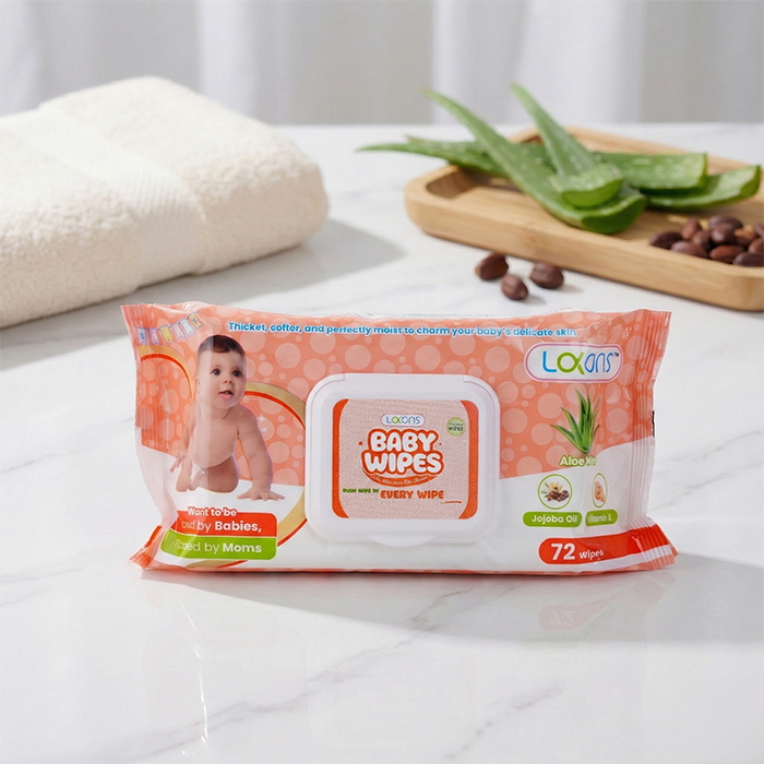 Lakons Baby Wipes | Thick, Soft & Moisturizing | Aloe Vera, Vitamin E & Jojoba Oil | Alcohol-Free & Fragrance-Free